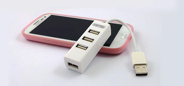 Unitek Hub 4x USB 2.0. mini, baltas, Y-2146