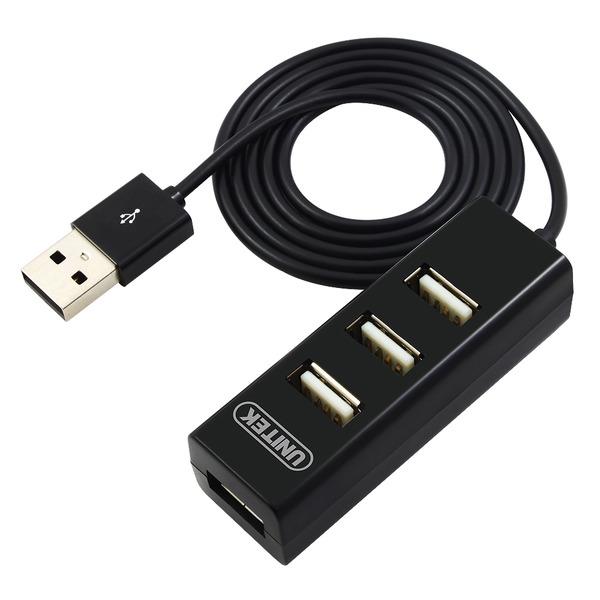 Unitek Hub 4x USB 2.0. mini, juodas, Y-2140