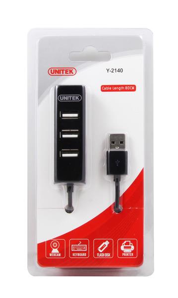 Unitek Hub 4x USB 2.0. mini, juodas, Y-2140
