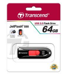Atmintukas Transcend Jetflash 590 64GB, Ištraukiamas