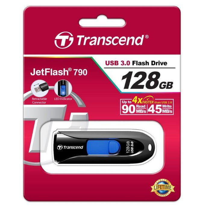 Atmintukas Transcend Jetflash 790 128GB, USB 3.0, Ištraukiamas