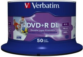 DVD+R DL Verbatim [ spindle 50 | 8,5GB | 8x | wide printable surface ]