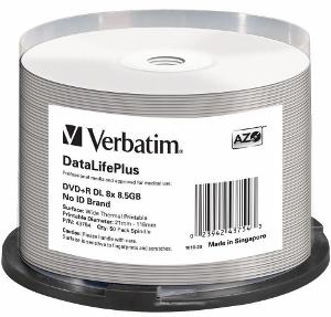 DVD+R DL Verbatim [ spindle 50 | 8,5GB | 8x | WIDE THERMAL PRINTABLE ]