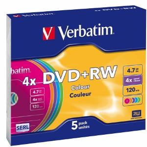 DVD+RW Verbatim [ slim jewel case 5 | 4.7GB | 4x | Colour ]