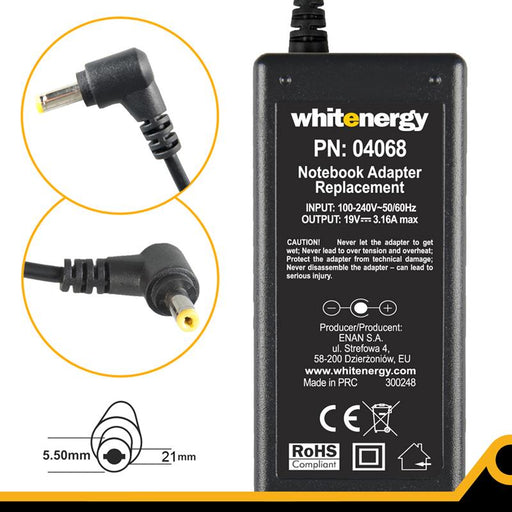 Nešiojamo kompiuterio pakrovėjas Whitenergy Multi 19V, 3.16A, 60W, 5.5x2.1