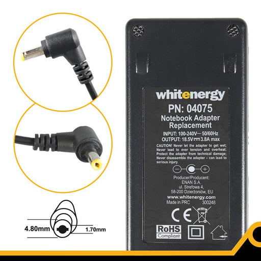 Nešiojamo kompiuterio pakrovėjas Whitenergy Compaq 18.5V, 3.8A, 70W, 4.8x1.7