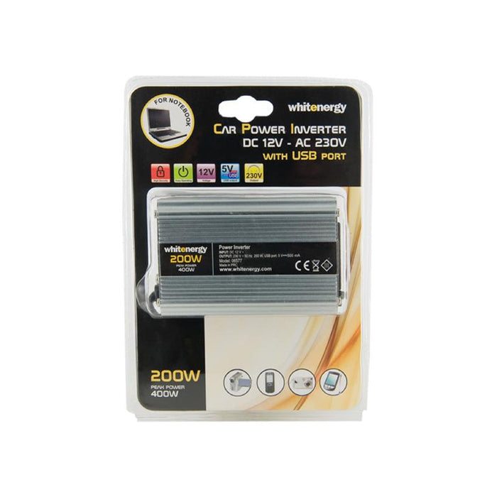 Whitenergy Inverteris AC/DC 12V (automobilis) 230V, 200W USB jungtis