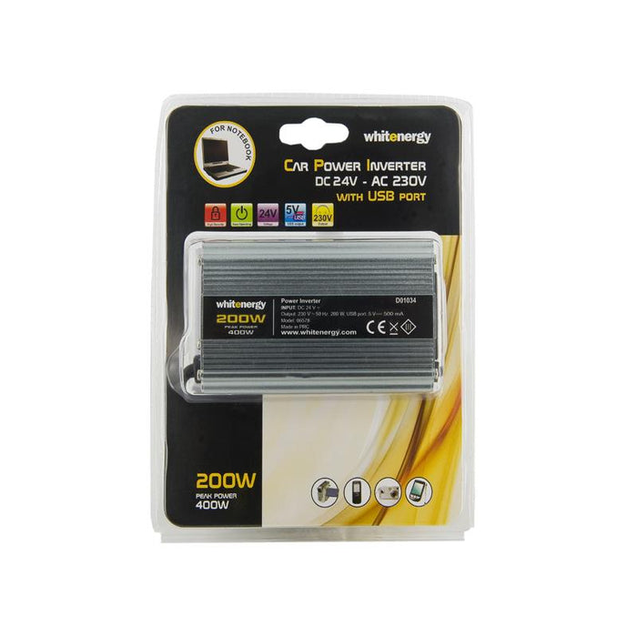 Whitenergy Inverteris AC/DC 24V (automobilis) 230V, 200W USB jungtis