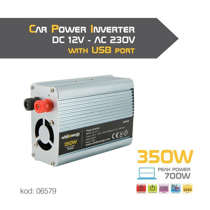 Whitenergy Inverteris AC/DC 12V (automobilis) 230V, 350W USB jungtis