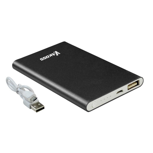 /10+1 free/  Nešiojamas įkroviklis Vakoss power bank 5000mAh, Aliuminis, Juodas