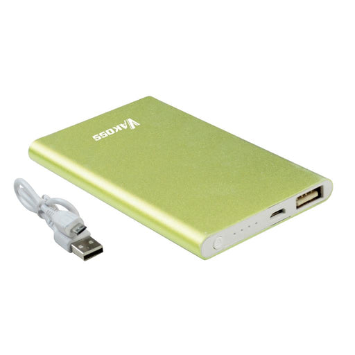 /10+1 free/  Nešiojamas įkroviklis Vakoss power bank 5000mAh, Aliuminis, Žalias
