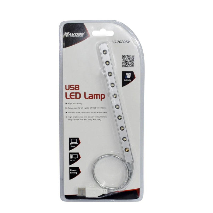 VAKOSS USB lempa nešiojamojo kompiuterio, 10 LED, LC-7020SV Sidabrin