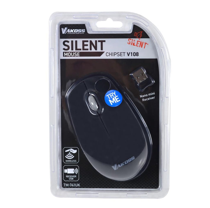 Bevielė optinė pelė Vakoss SILENT TM-741UK 3D, 1000DPI, 2.4GHz, juodas