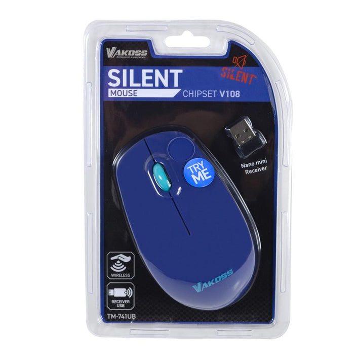 Bevielė optinė pelė Vakoss SILENT TM-741UB 3D, 1000DPI, 2.4GHz, mėlynos