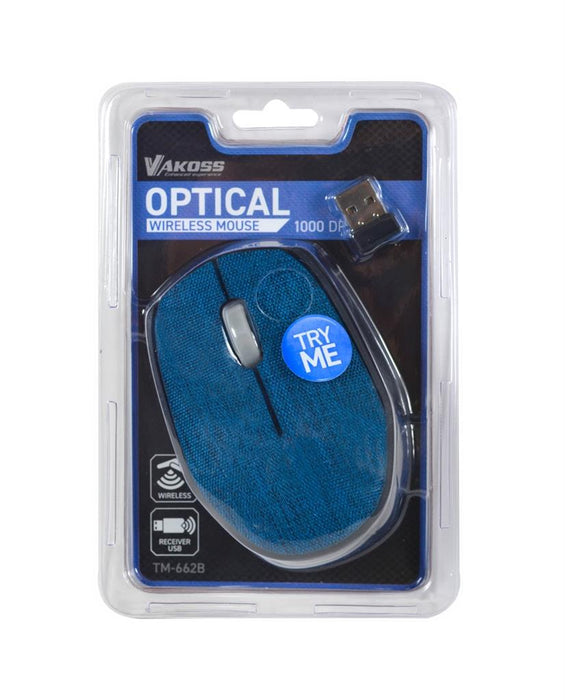 Bevielė optinė pelė Vakoss Tekstilės TM-662B 3D, 1000DPI, 2.4GHz, mėlynos