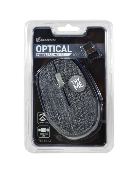 Bevielė optinė pelė Vakoss Tekstilės TM-662A 3D, 1000DPI, 2.4GHz, pilkas