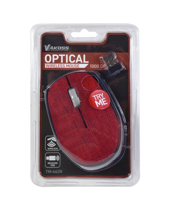 Bevielė optinė pelė Vakoss Tekstilės TM-662R 3D, 1000DPI, 2.4GHz, raudona
