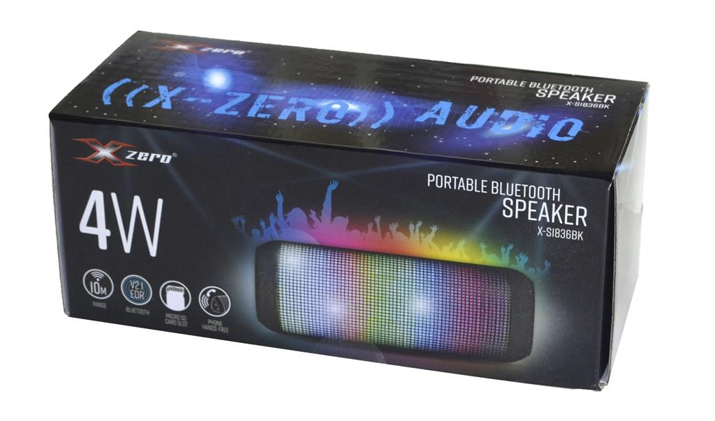 Bluetooth garsiakalbis X-ZERO X-S1836BK  4W/USB/TF/FM apšvietimo spalvos