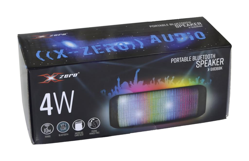 Bluetooth garsiakalbis X-ZERO X-S1836BK  4W/USB/TF/FM apšvietimo spalvos