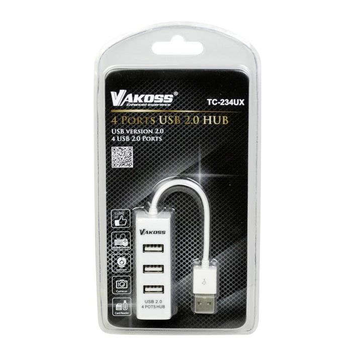 VAKOSS USB 2.0 koncentratoriaus 4 prievadų TC-234UX baltas