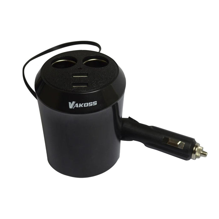 Automobilinis įkroviklis/adapteris Vakoss 2 jungtys + 2x USB, 2,1A, DC 12V~24V