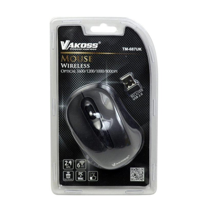 Bevielė optinė pelė Vakoss TM-687UK 4D, 800/1200/1600DPI, 2.4GHz, Juoda