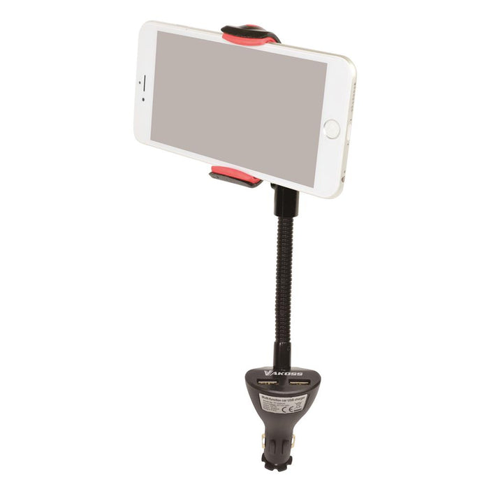 VAKOSS Daugiafunkcinis automobilinis USB TP-3280UK įkroviklis su laikikliu 2xUSB