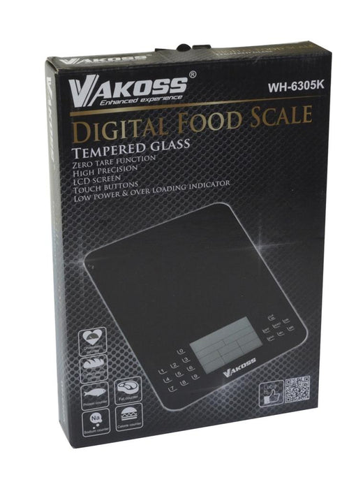 Virtuvinės svarstyklės su kalorijų skaičiuoklė Vakoss WH-6305K | juodas