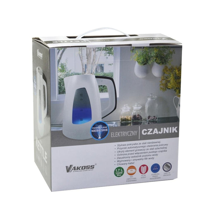 Elektrinis virdulys Vakoss EK-N453WK | 1,7l, 2200W | balta-juoda