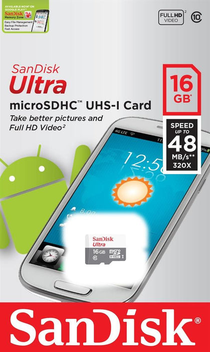 Atminties kortelė SanDisk ULTRA ANDROID Micro SDHC 16GB 48MB/s klasė UHS-I