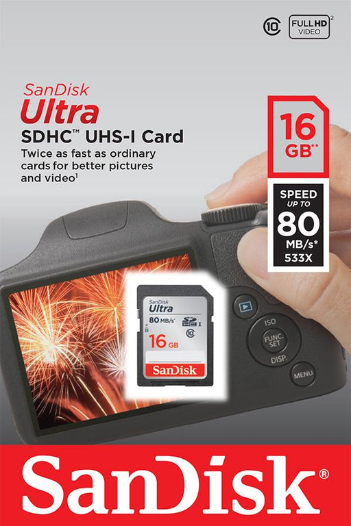Atminties kortelė SanDisk ULTRA SDHC 16GB klasė 10 UHS-I, Read: 80MB/s