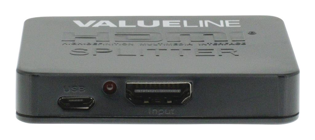 Dviejų prievadų šakotuvas: 1 HDMI įvestis, 2 HDMI išvestys, juodas