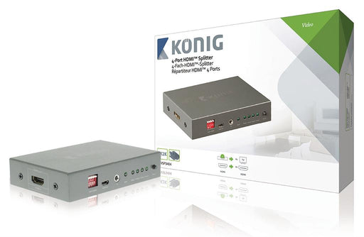 4 prievadų HDMI šakotuvas: 1 HDMI įvestis – 4 HDMI išvestys, tamsiai pilkas