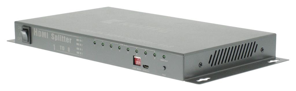 8 prievadų HDMI šakotuvas: 1 HDMI įvestis – 8 HDMI išvestys, tamsiai pilkas