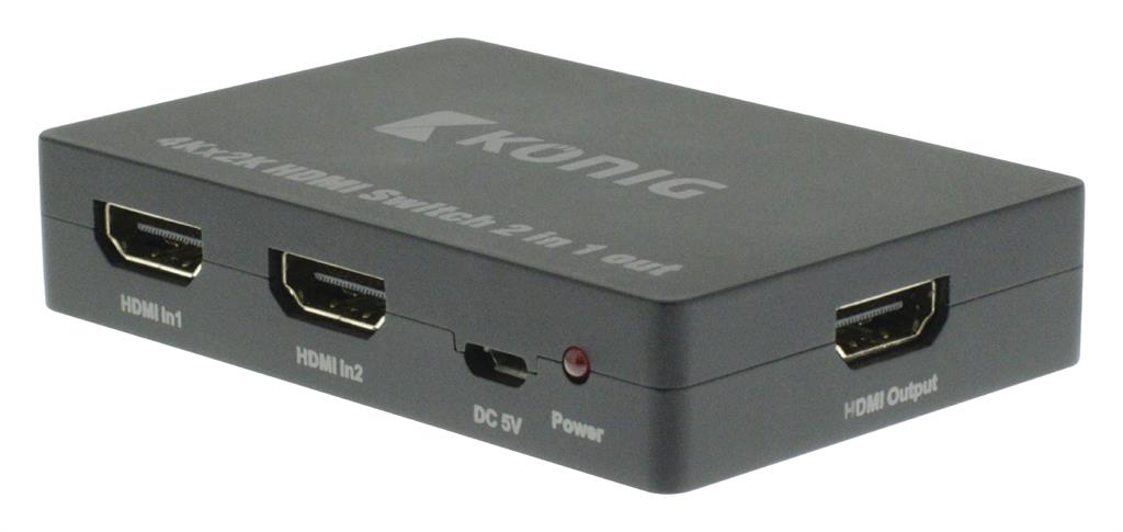 Rankinis 2 prievadų HDMI perjungiklis, 2 HDMI įvestys – 1 HDMI išvestis, tamsiai