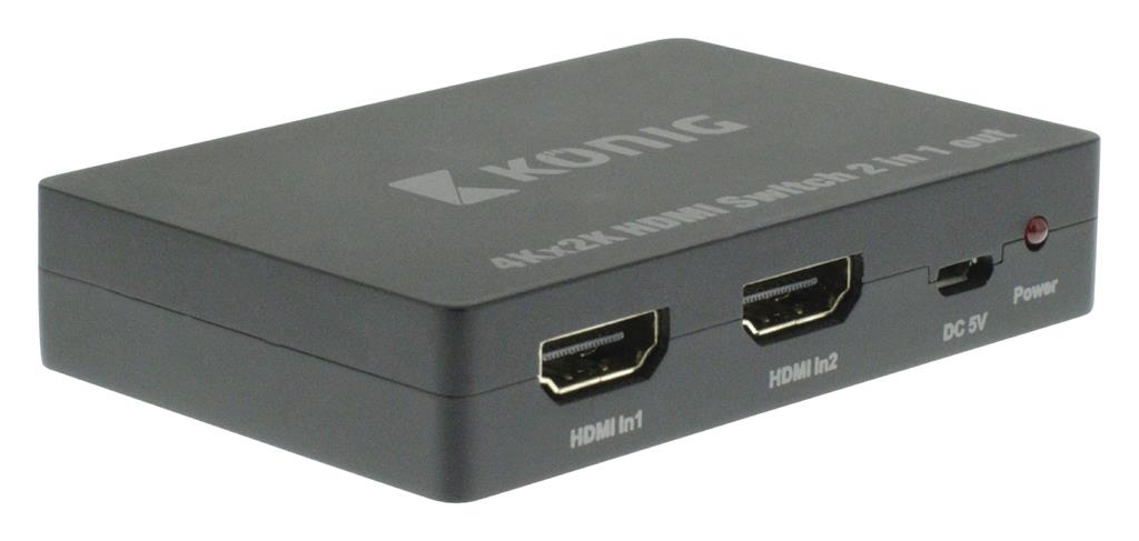 Rankinis 2 prievadų HDMI perjungiklis, 2 HDMI įvestys – 1 HDMI išvestis, tamsiai