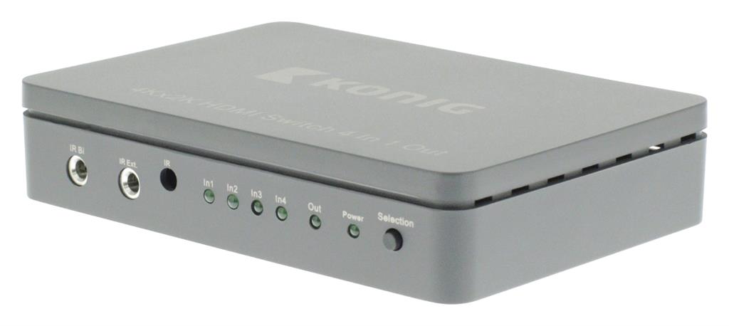Rankinis 4 prievadų HDMI perjungiklis, 4 HDMI įvestys – 1 HDMI išvestis, tamsiai