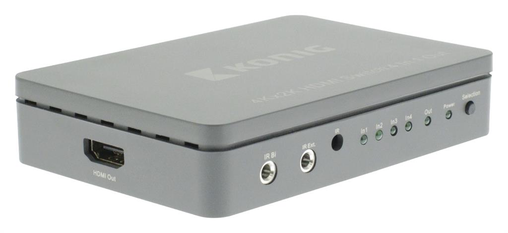 Rankinis 4 prievadų HDMI perjungiklis, 4 HDMI įvestys – 1 HDMI išvestis, tamsiai
