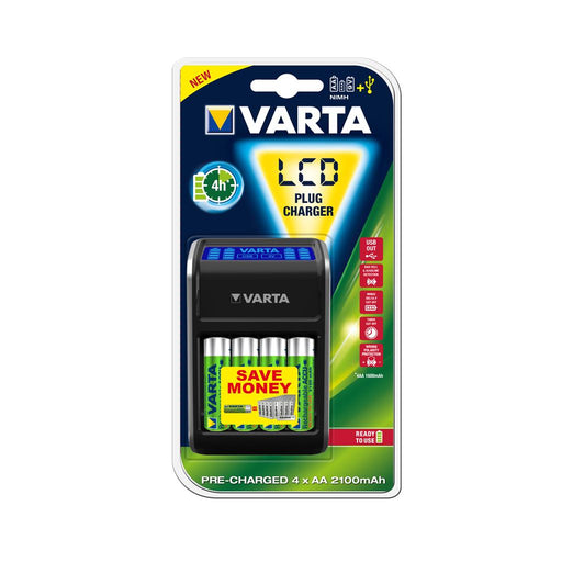 VARTA LCD PLUG CHARGER +4AA 2100mAh (ready2use)